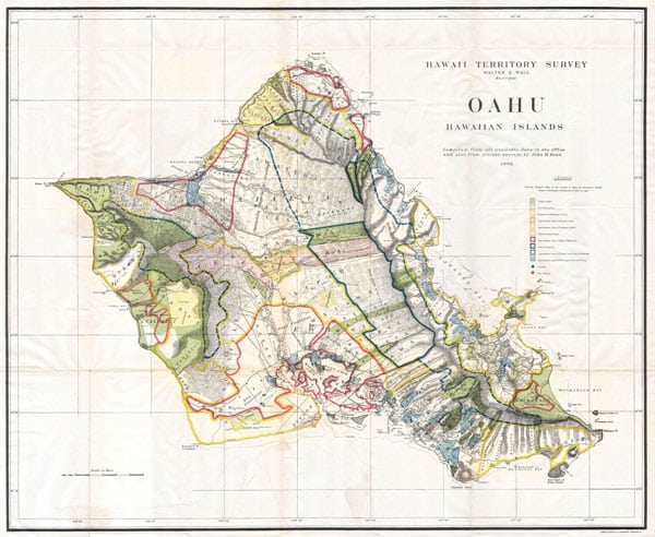 1902 Land Office Map of the Island of Oahu Hawaii Honolulu Geographicus OhauHawaii lo 1902