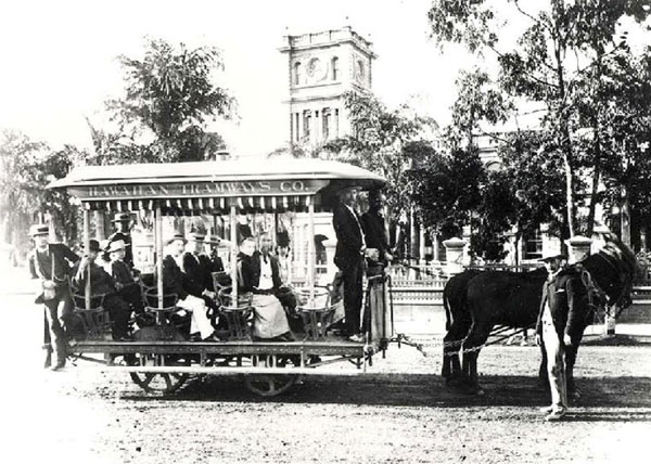 Horse drawn tramcars Honolulu Hawaii 1901