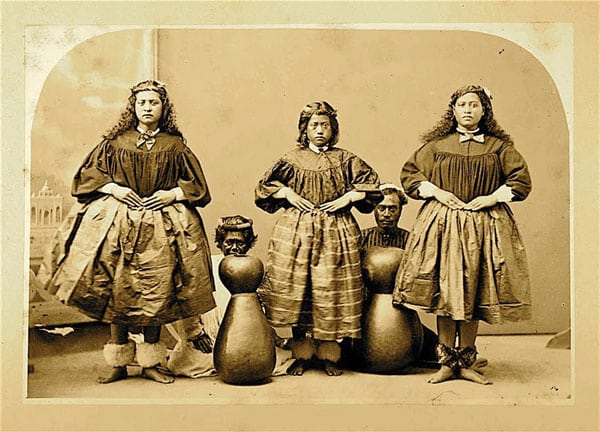 Hula dancers photographed in the 1860s