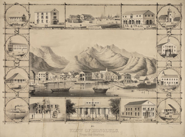 No. 1. View of Honolulu. From the harbor. c. 1854
